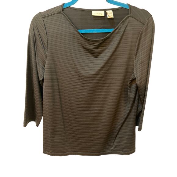 Chico’s Black Textured Top Women’s Size 1 Boatneck Wrinkle Resistant Travel Wear - Picture 1 of 8